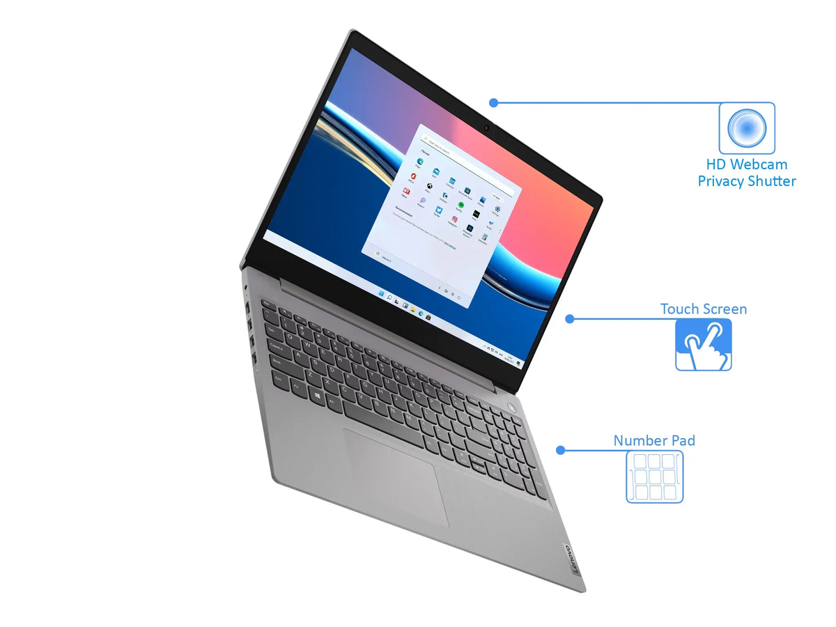 Lenovo IdeaPad 3 Laptop; 15.6" HD Touch Display; Intel Core i3-1115G4 Upto 4.1GHz; 8GB RAM; 1TB NVMe SSD; HDMI; Card Reader; Wi-Fi; Bluetooth; Windows 11 Home S