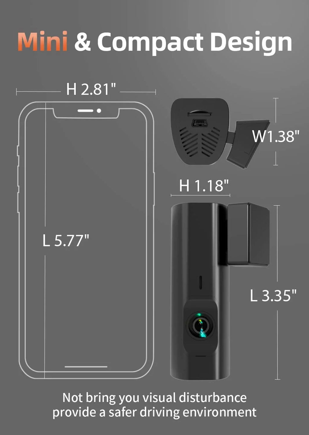 WOLFBOX 2.5K Full HD Dash Cam; Dash Camera with WiFi; Loop Recording; APP Control; Night Vision; G-Sensor; 24 Hours Parking Monitor; Support 64GB Max
