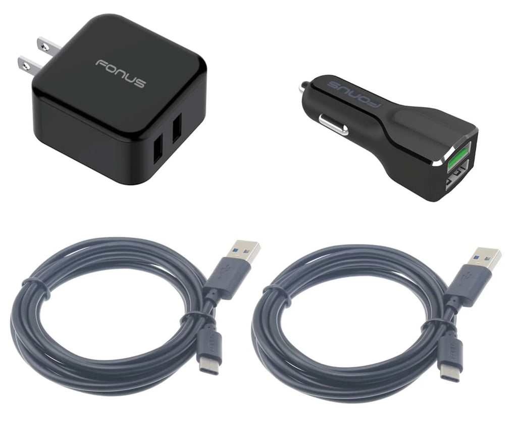 Type-C USB Cable Fast Home Car Charger 6ft Long Travel Power Q1Z for Samsung Galaxy Fold A9 A50 A20 A10e - Sonim XP8 XP3 - Sony Xperia 5 10 Plus 1 - Xiaomi Redmi Note 7; Mi Mix 2 9T 9