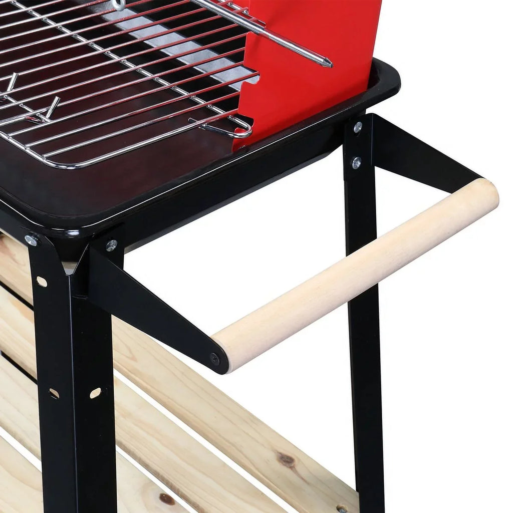 27 foot Portable Charcoal Grill with Wheels for Outdoor Cooking Barbecue Camping BBQ Coal Grill Heavy Duty Square for Small Patio Backyard