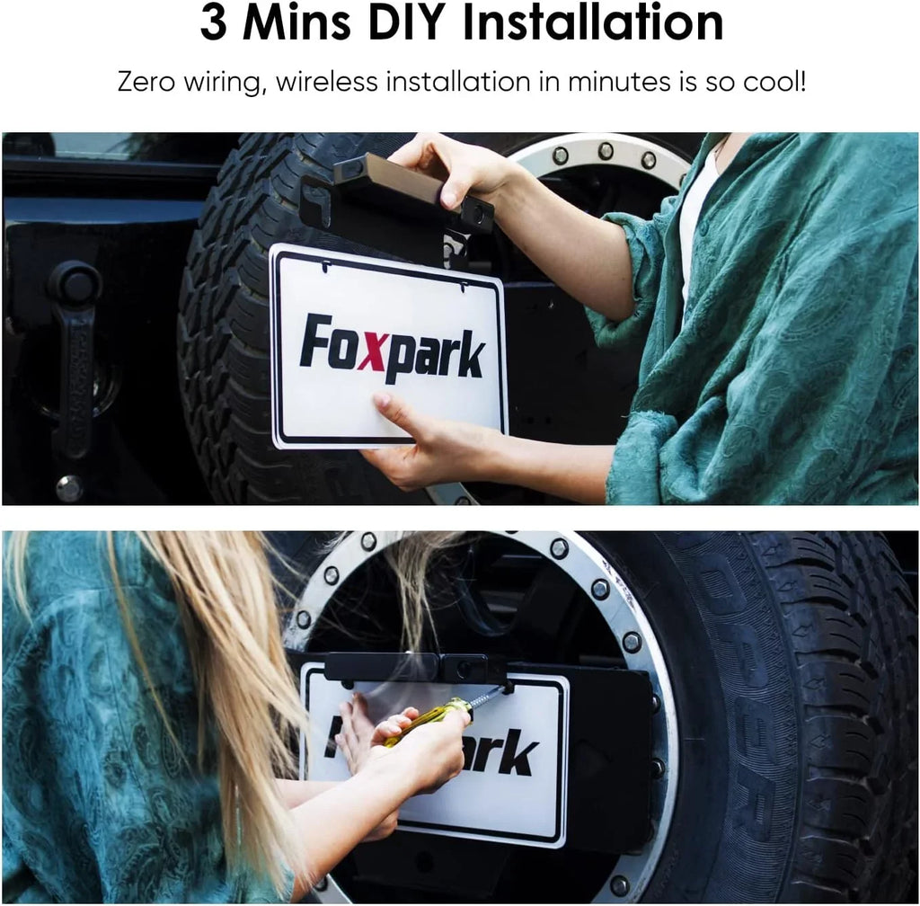 HD Solar Wireless Backup Camera for Car; IP69K Liquidproof Reverse Camera with 3350mAh Rechargeable Battery-[Works with Solar 3 Only]