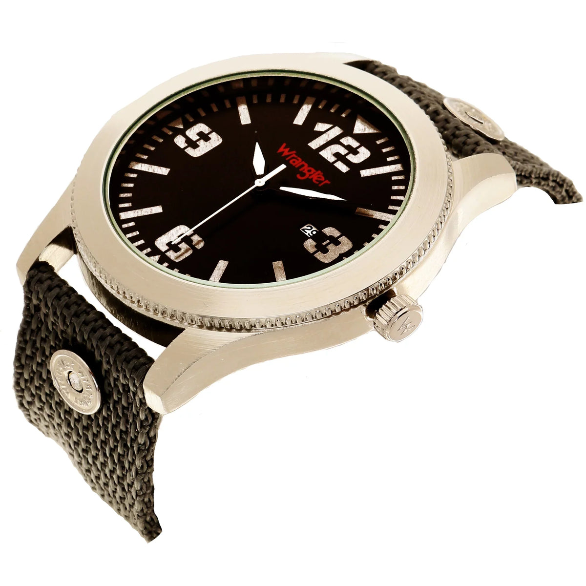 Wrangler 48mm Round Black Dial; Black Nylon Strap Watch