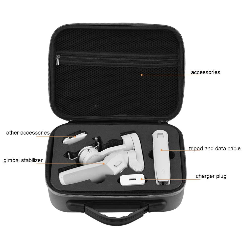 Gray Polyester Storage Case for DJI OM 4/Osmo Mobile 3 Lightweight; Protective Carry Handle