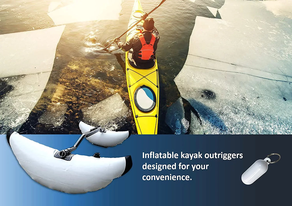 Pactrade Marine Boat Kayak Canoe Outrigger Stabilizer System Inflatable Float Buoy Buoyant Fishing Grey Gray Tube Sidekick Arm Kit Breath Kayaking Rod Adjustable Accessories Repair Patches Outdoor