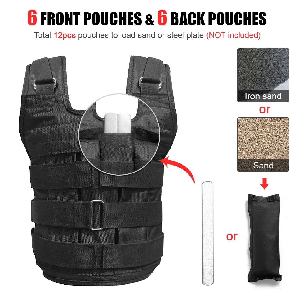 Walmeck Adjustable Weighted Vest for Strength Training ; Max 50kg Load Capacity