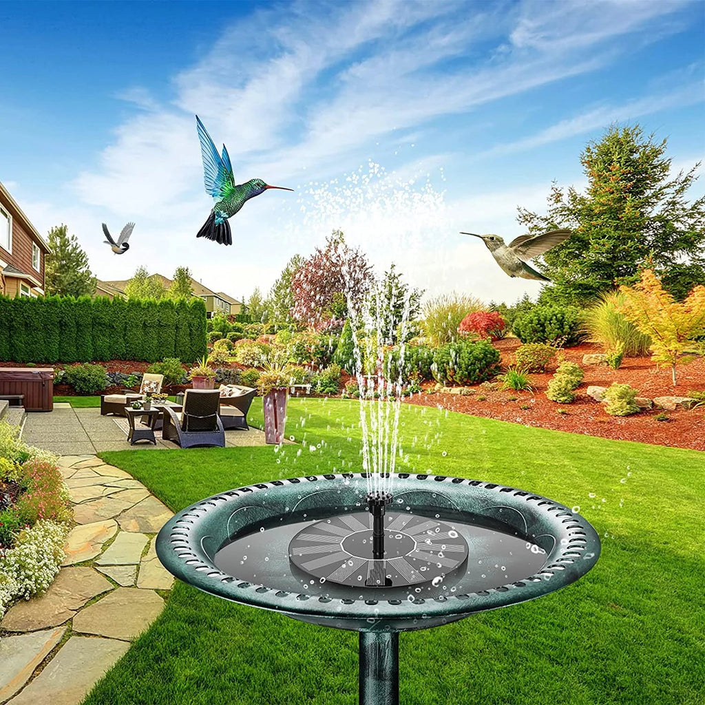 AISITIN 1.5W Solar Fountain Pump; newly upgraded with 6 nozzles solar bird bath fountain; suitable for ponds; gardens; bird baths; fish tanks; outdoor independent solar pump floating fountains