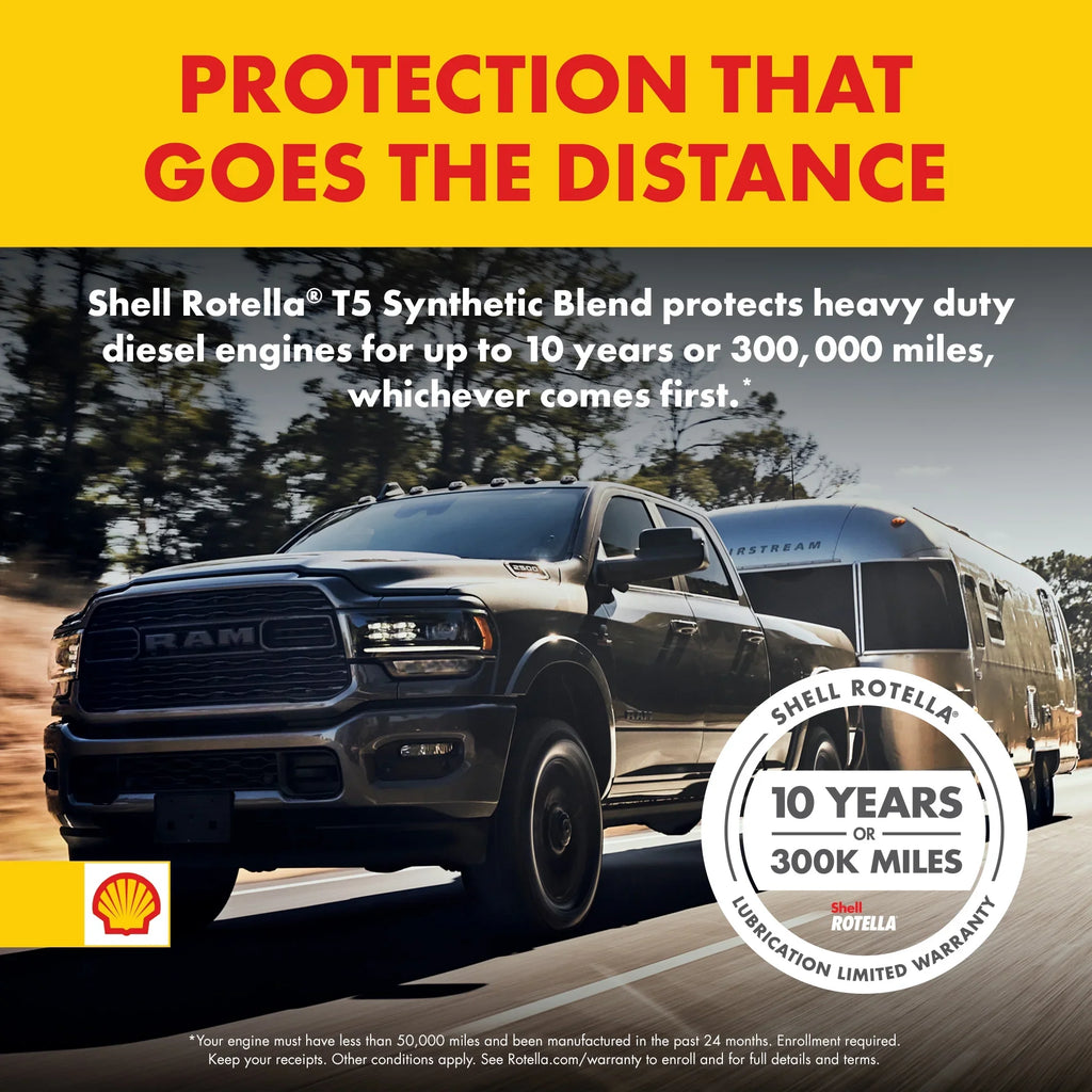 Shell Rotella T5 Synthetic Blend 15W-40 Diesel Engine Oil; 2.5 Gallon