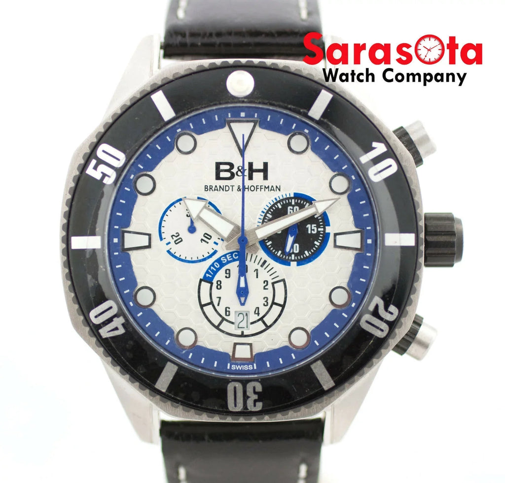 B&amp;H Brandt &amp; Hoffman 14060 Dunbar Chronograph Swiss Quartz Leather Men's Watch