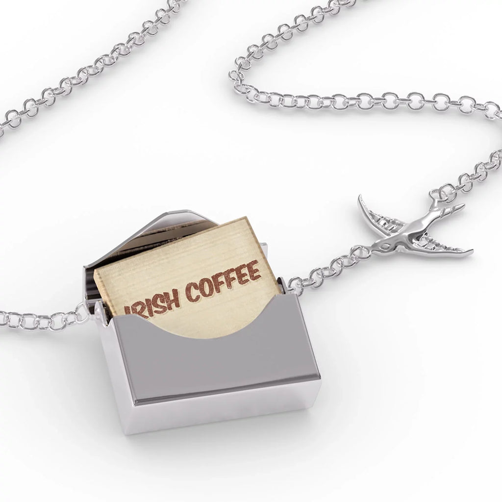 Locket Necklace Irish Coffee Cocktail; Vintage style in a silver Envelope Neonblond