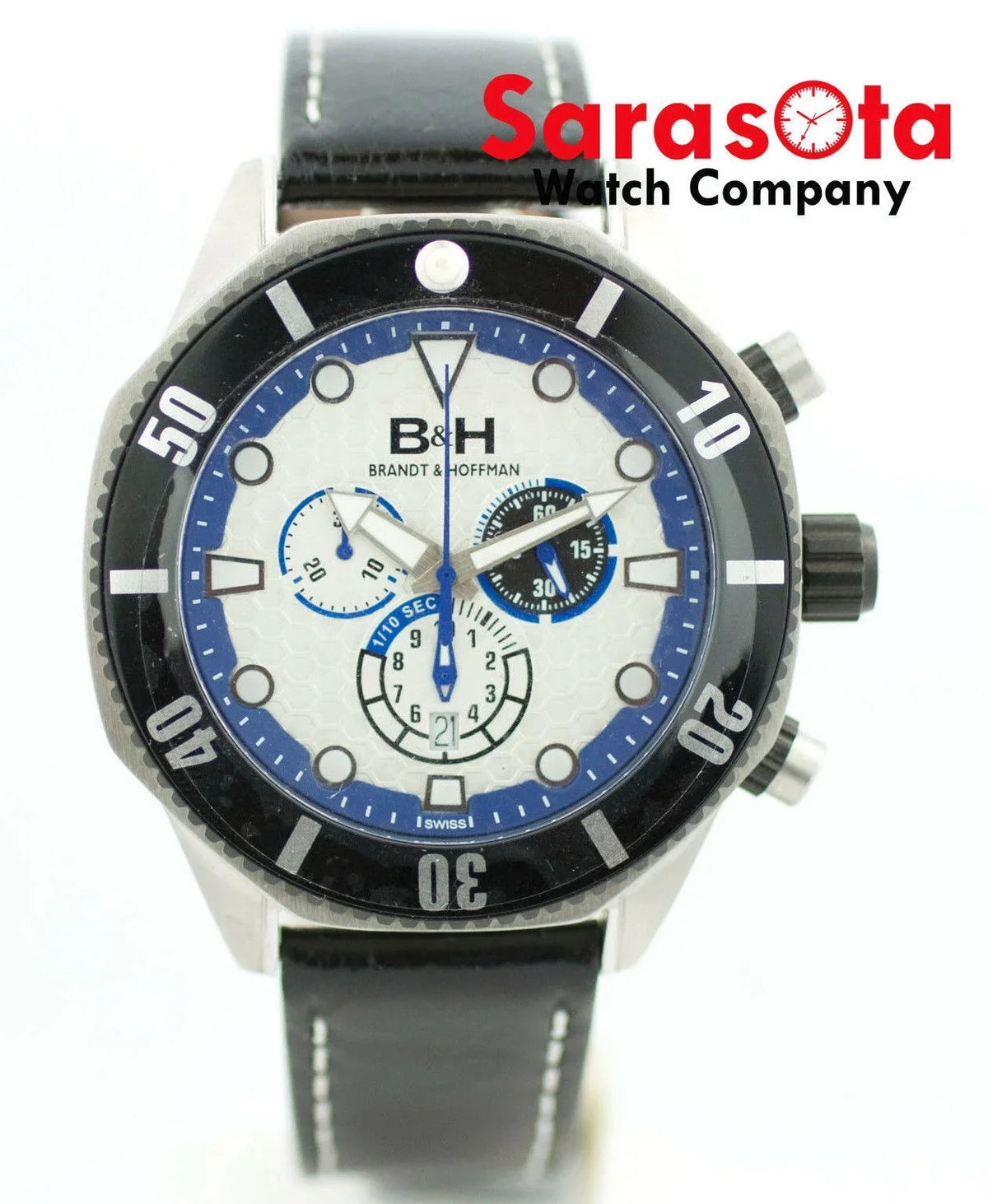 B&amp;H Brandt &amp; Hoffman 14060 Dunbar Chronograph Swiss Quartz Leather Men's Watch