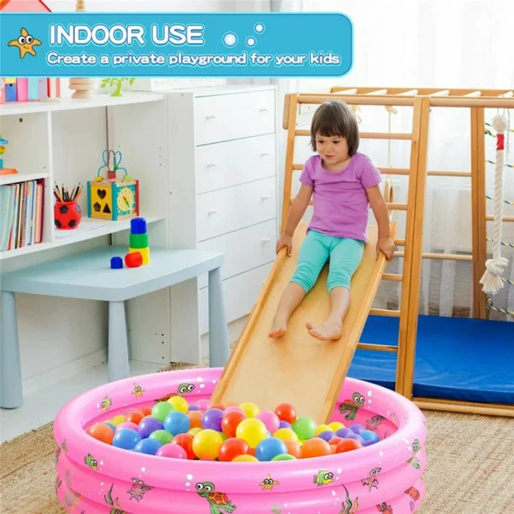Inflatable Baby Pool;Swimming Pool for Kids;Toddler 3 Rings Blow Up Round Padding Pool for Babies Outside Family 51"x13" (Pink)