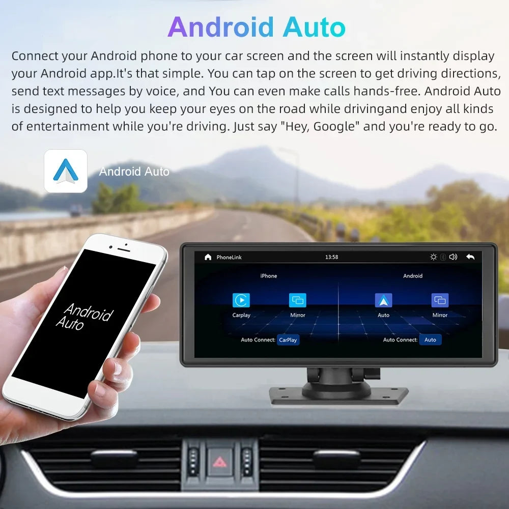 Polarlander Wireless Apple Carplay Car Stereo GPS Navigation; 9.3 foot Touch Car Play Screen Audio Car Radio Receiver with Android Auto; Bluetooth;Backup Camera; Recorder AUX; TF; Multimedia Player