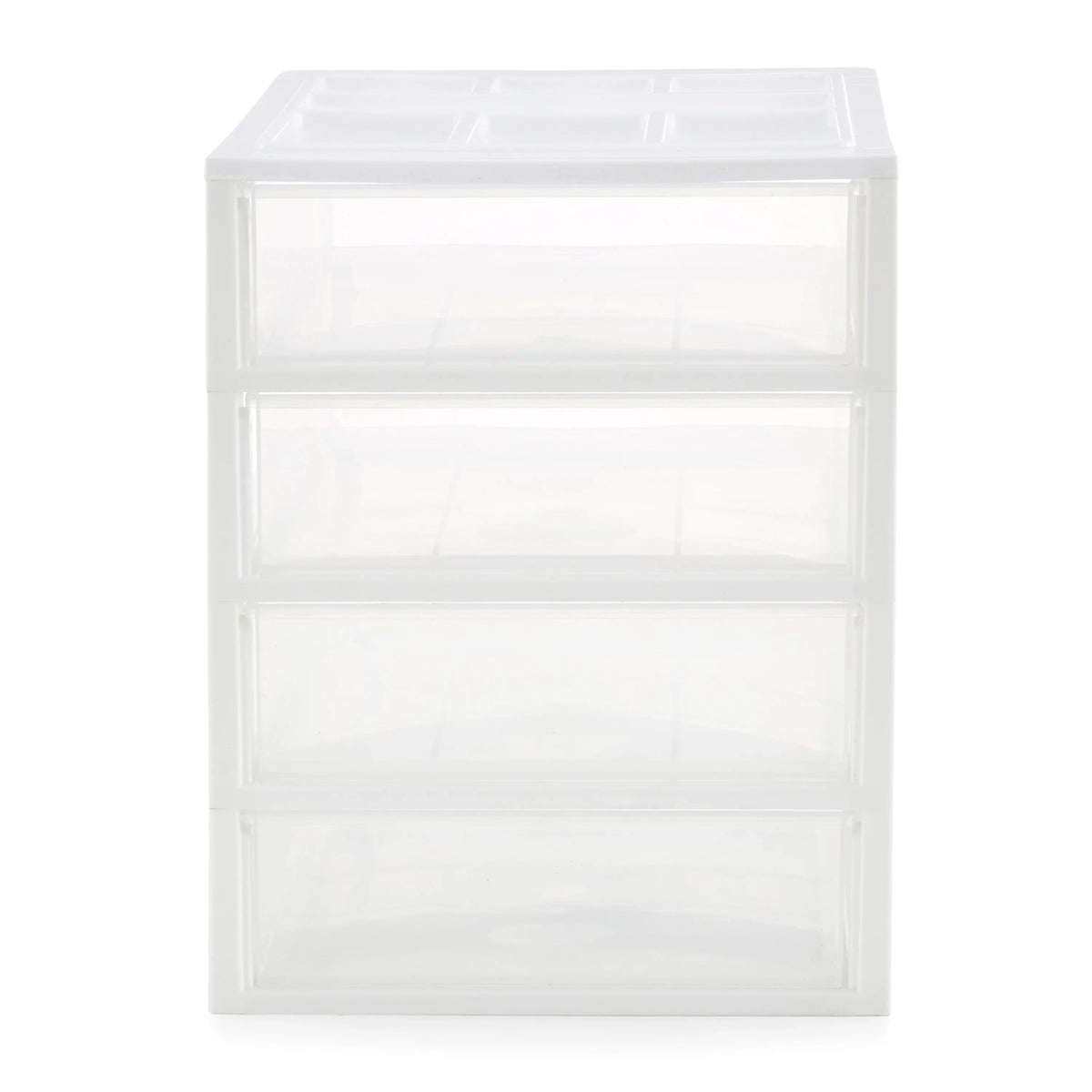 Gracious Living 4 Drawer Desktop Storage w/ Organizer Lid; White (4 Pack)