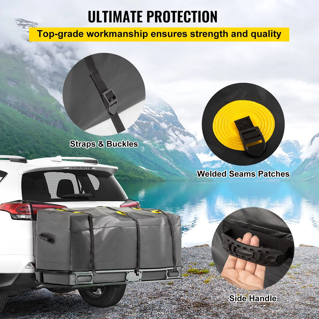 BENTISM Hitch Cargo Carrier Bag; Fluidproof 840D ; 48"x20"x22" (12 Cubic Feet); Heavy Duty Cargo Bag for Hitch Carrier with Reinforced Straps; Fits Car Truck SUV Vans Hitch Basket