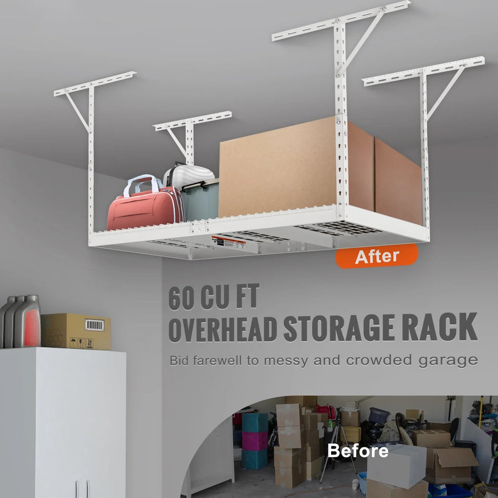 Overhead Adjustable Garage Storage Rack 36x72" Ceiling Rack 550lb White