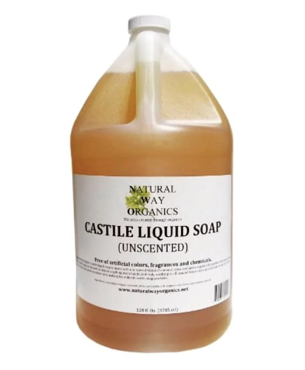 Natural Way Organics Ultra Mild Unscented Castile Soap 100% Pure -No Artificial Chemicals; Fragrances or Colorants 1 Gallon (128 ounce)