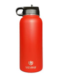 Uzima - Z-Source Filtered Bottle for Hiking; Backpacking; Camping; and Travel. Purification on the Go. Large 32oz Capacity with Double-Walled Stainless Steel Exterior .(Red)