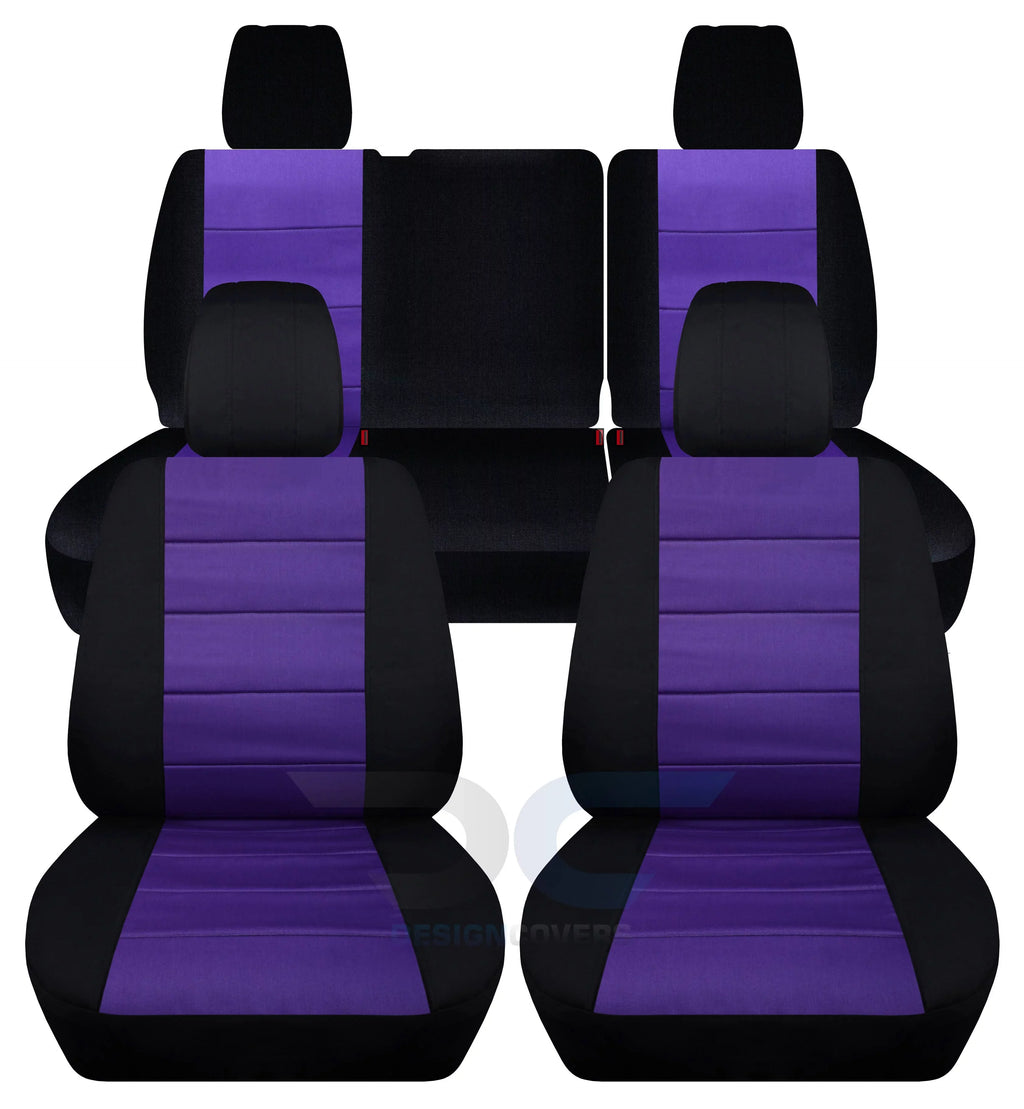 T278-Designcovers Compatible with 2013-2018 Jeep Wrangler JK 4door Two-Tone Seat Covers:Black and Purple - Full Set Front&Rear