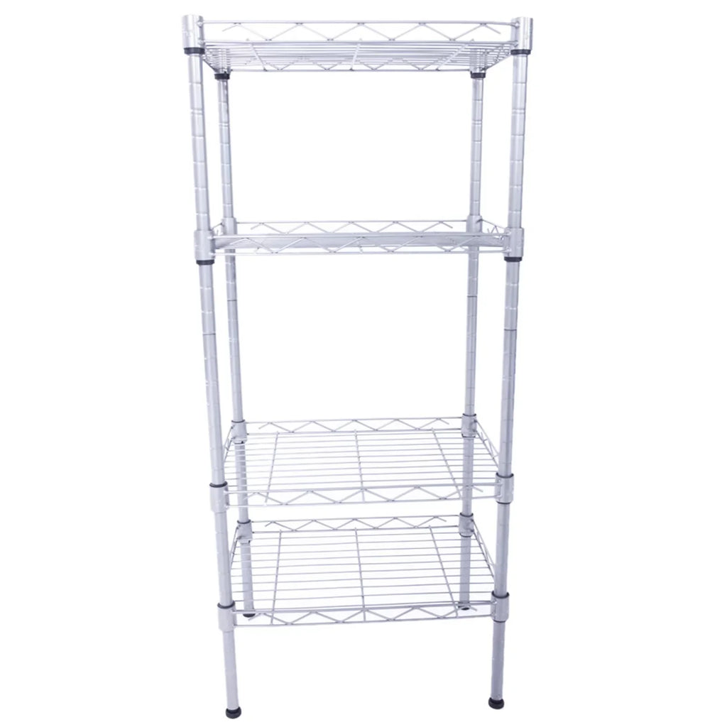 CAIHONG 4-Tier Wire Shelving Unit Metal Storage Rack Adjustable Organizer Perfect for Pantry Laundry Bathroom Kitchen Closet Organization (Silver; 13.77L x 9.84 Wx 31.5H)
