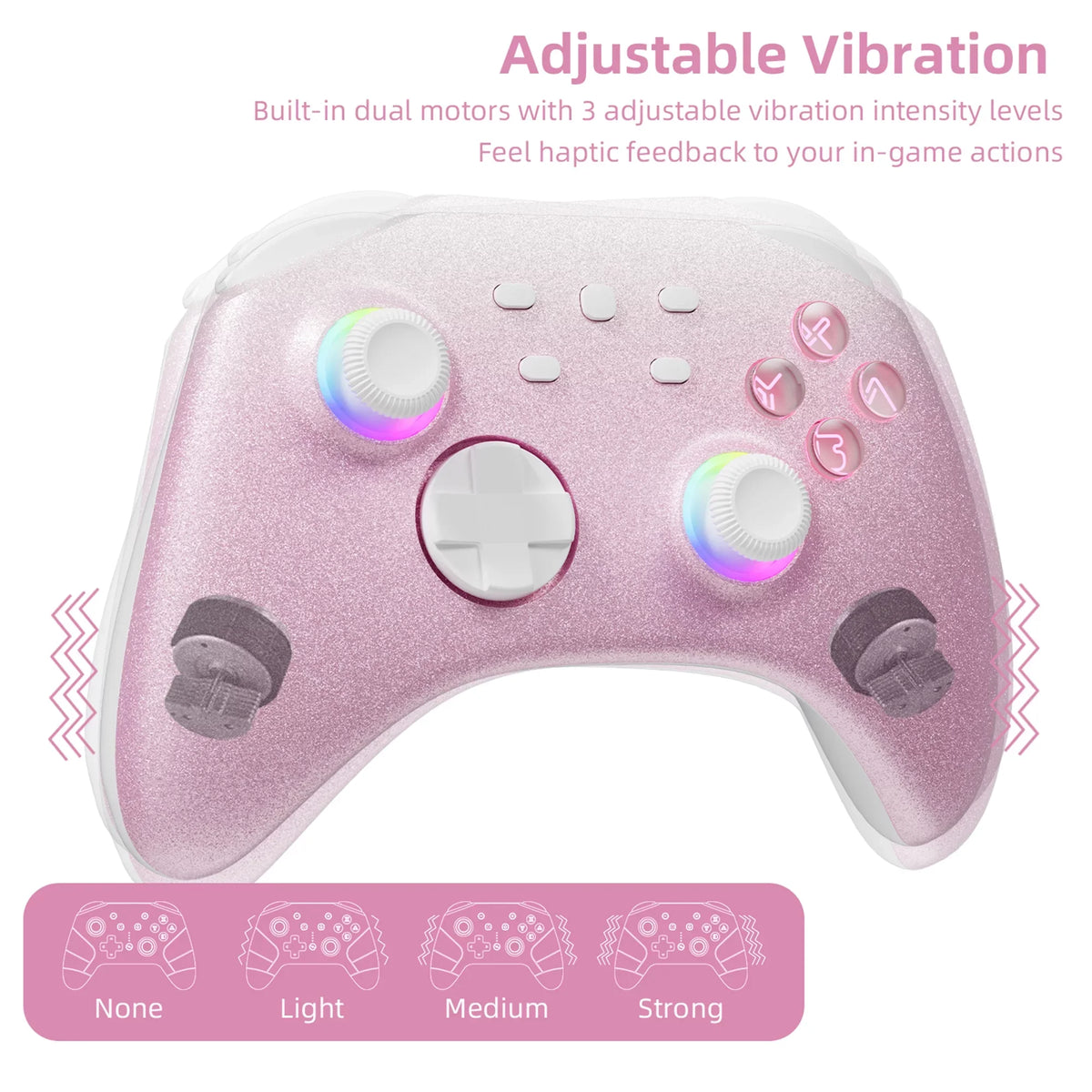 Pokémon Violet Game Disc and Upgraded Switch Pro Controller for Nintendo Switch/OLED/Lite; Wireless Switch Remote for PC/IOS/Android/Steam Pink