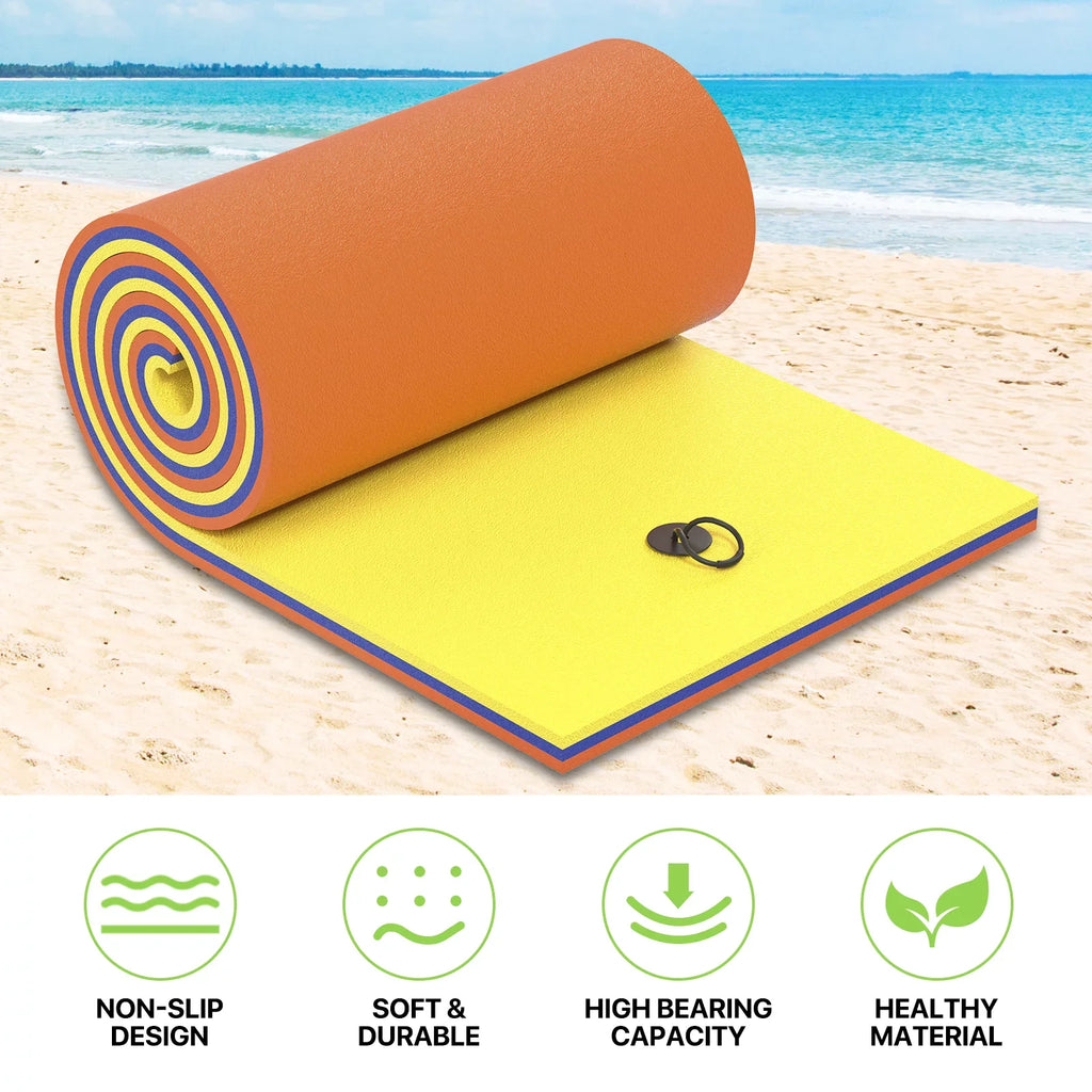 Magshion 9' x 3' Floating Mat; 3-Layer Tear-Resistant XPE Foam Floating Pad Lily Pad for Pool Lake River Ocean Outdoor Activities; Yellow