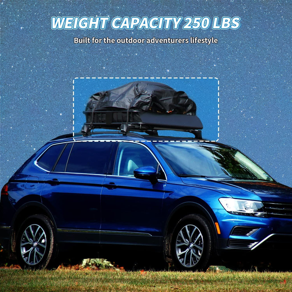 HECASA 64" x 39" x 6'' Universal Roof Rack Cargo Carrier with Extension 250LBS Weight Capacity Heavy Duty Steel Car SUV Top Luggage Storage Holder Basket for Travel