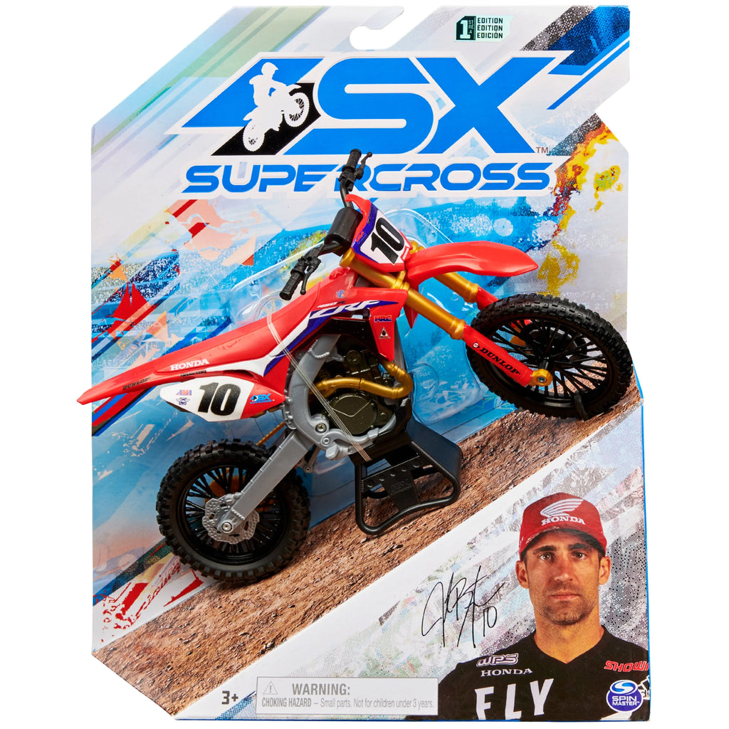 Supercross; Authentic Justin Brayton 1:10 Scale Collector Die-Cast Motorcycle Replica with Display Stand