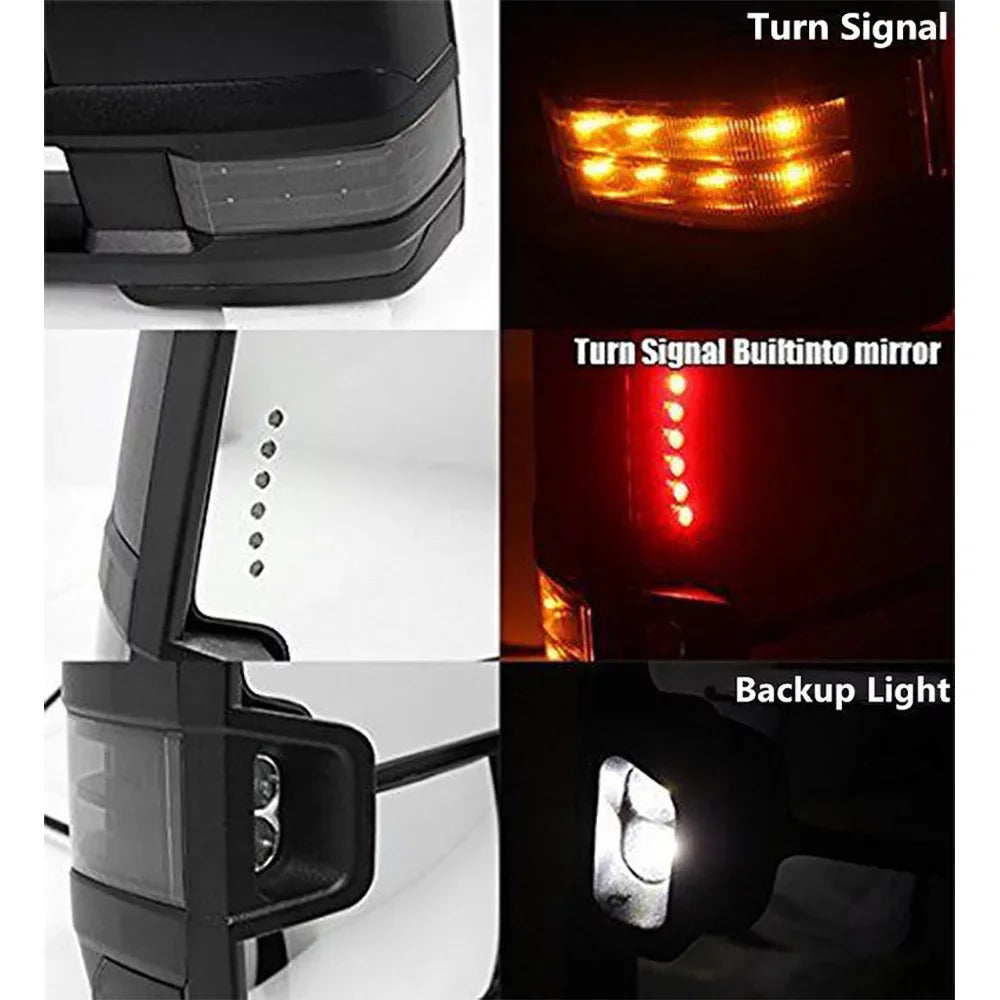 2x Power Heated Smoke Turn Lamp+Backup Blk Tow Mirror For 07-13 Silverado Sierra Fits select: 2007-2014 CHEVROLET SILVERADO; 2007-2013 CHEVROLET TAHOE