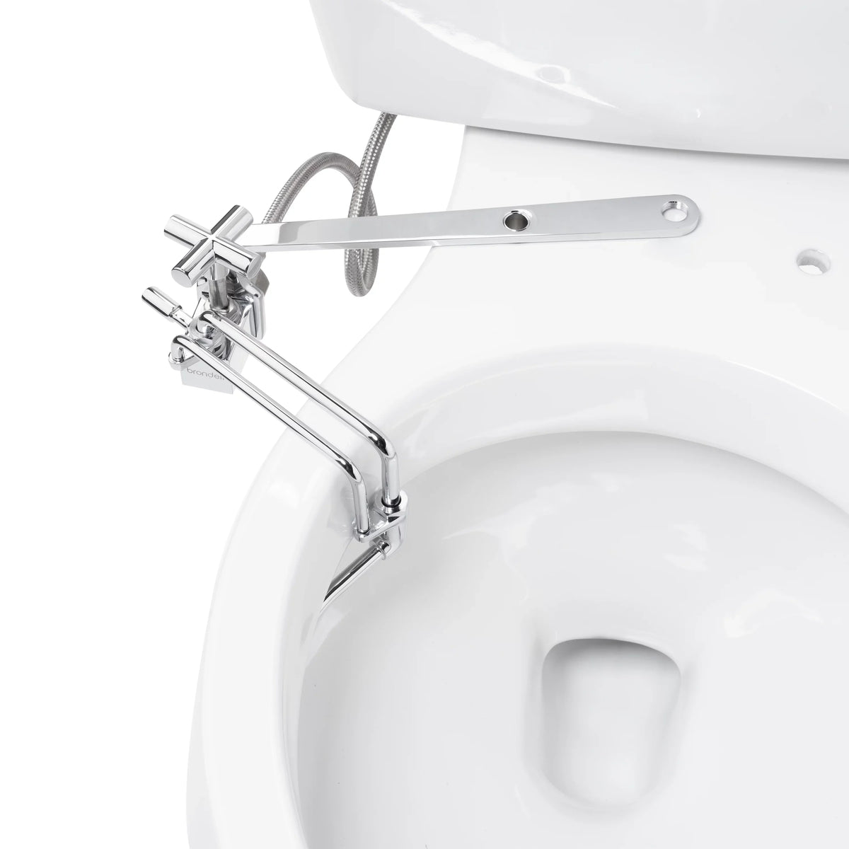 Brondell Side-Mounted All Metal Attachable Bidet with Adjustable Apply Wand; Ambient Temperature in Silver