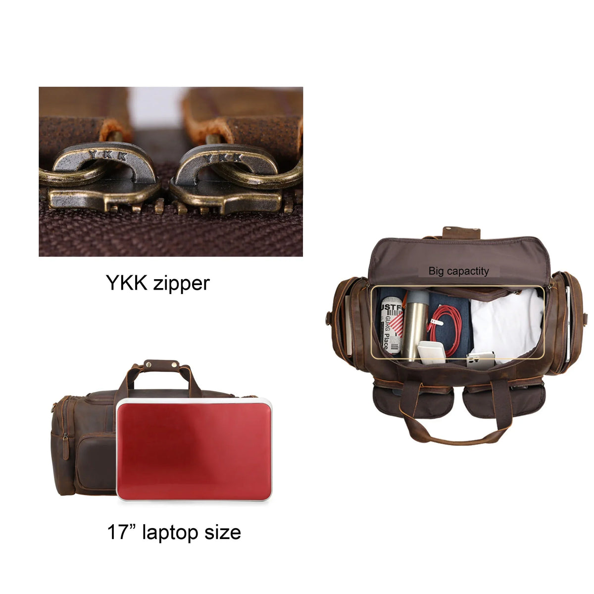Full Grain Leather Duffle Bag; Travel Bag; Shoulder Bag
