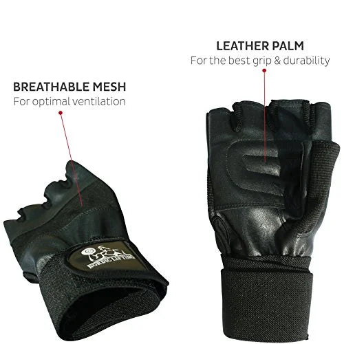 Nordic Lifting Weight Lifting Gloves with 12" Wrist Wraps Support for Gym Workout; Cross Training; Weightlifting; Fitness & Cross Training - The Best for Men & Women - Quality Gear - Large