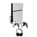 Durable Iron Wall Mount Bracket Set for PS5 Slim Space-Saving; Secure; and Convenient Storage with Dual Charging Cable