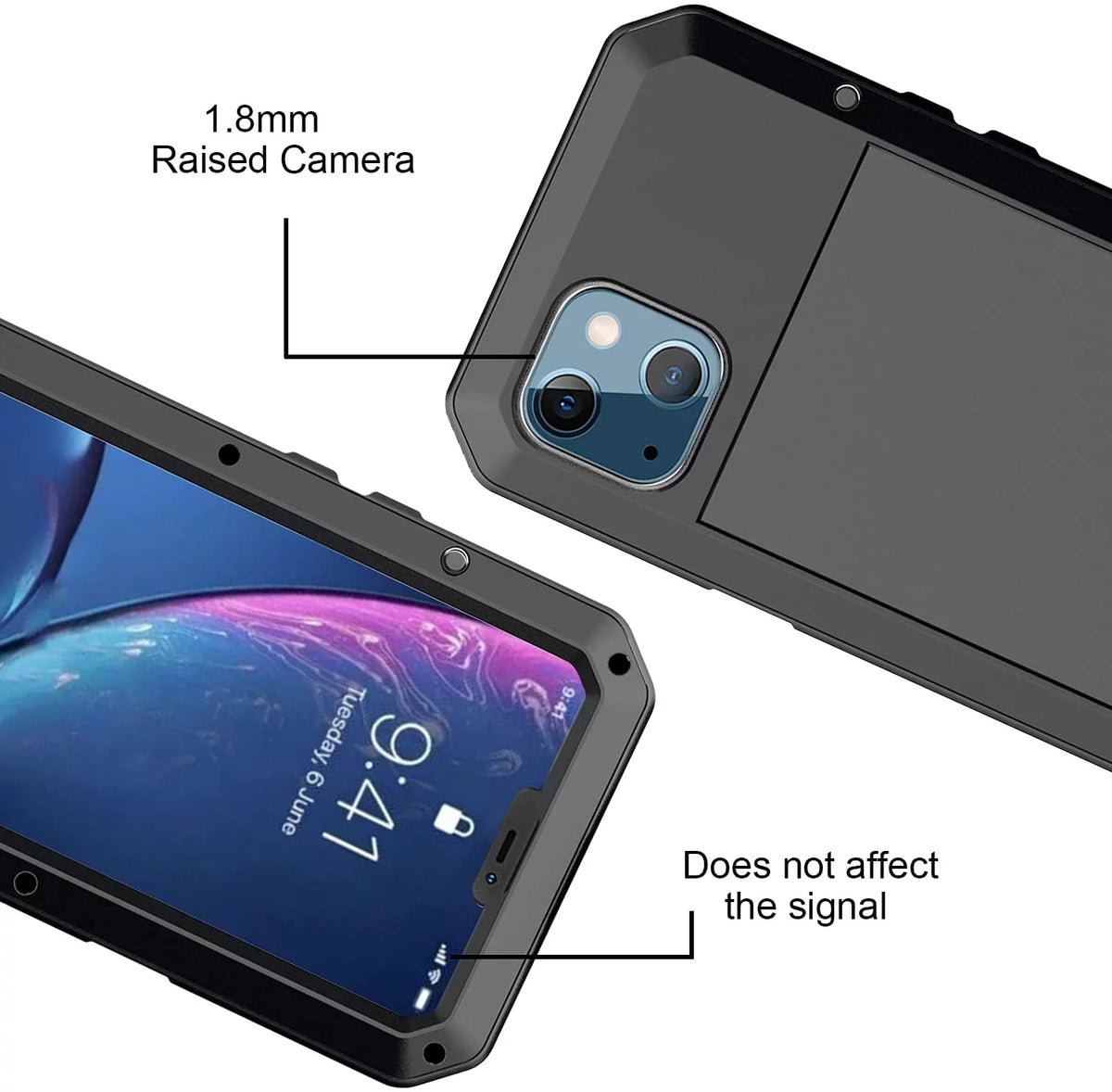 Gorilla Glass Aluminum Metal iPhone 14 Pro Case (Black) Heavy Duty Military Grade Shockproof and Scratch Resistant Protection; Rugged Outdoor Travel
