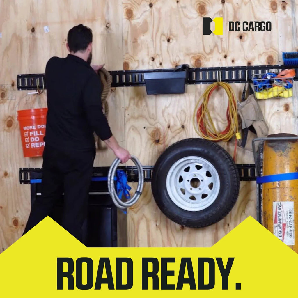 "6 Pack | 5' E Track Tie-Down Rail; Powder-Coated Steel ETrack TieDown | 5' Vertical E-Track Bolt-On Tie Down Rail for Cargo on Pickups; Trucks; Trailers; Vans"