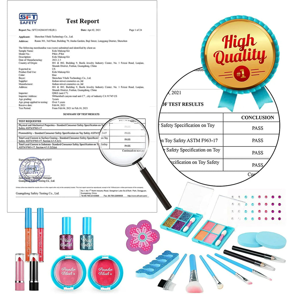 Kids Makeup Kit for Girl; Washable Makeup Set for Girls; Real Makeup for Kids; Girl Toys Princess Children Play Makeup Kit with Cosmetic Case Birthday for 3 4 5 6 7 8 9 10 11 12 Years Old Girls