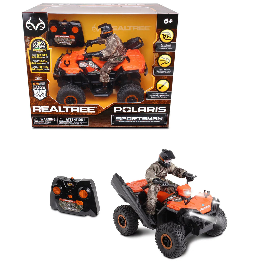 NKOK RealTree 1:8 Scale Radio Control Polaris Sportsman XP - #81433; With Turbo Boost & Rider; 2.4 GHz RC; RealTree Edge Camouflage; Officially Licensed; Ages 6+
