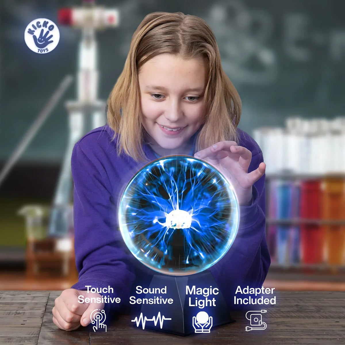 Kicko Blue Plasma Ball - 7 inch - Nebula; Thunder Lightning