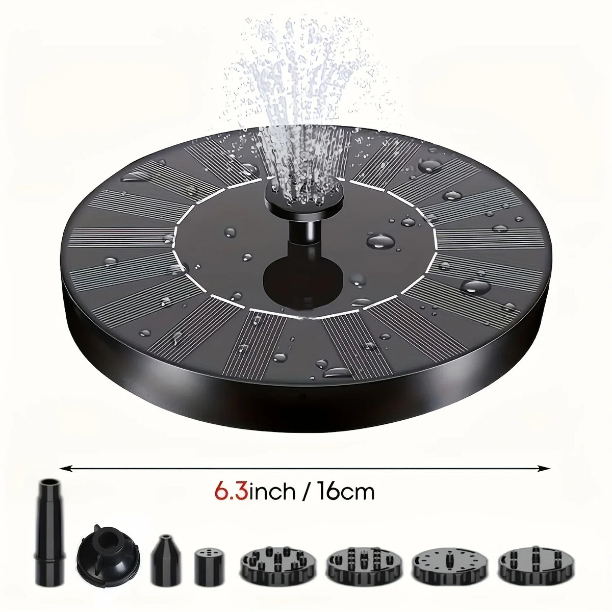1pc Solar Bird Bath Fountain Pump - Independent Floating; for Gardens; Terraces; Ponds; and Swimming Pools - Fluidscape Outdoor Solar Powered Fountain