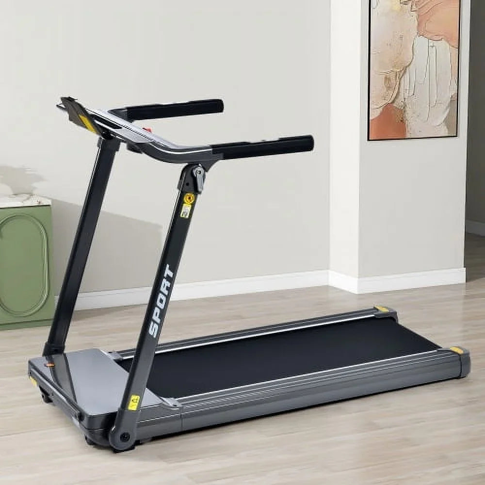 Folding Current-activated 3.5HP Treadmill Medium Running Device Motorised Gym 330lb;Portable Compact Treadmill Foldable for Home Gym Fitness Workout Jogging Walking;Current-activated Motorized Power 14KM/H