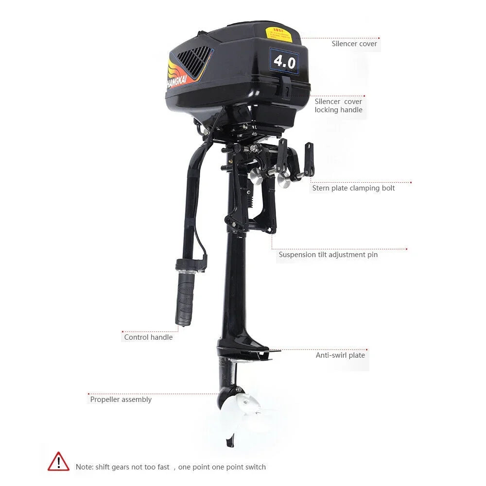 Miumaeov Outboard Motor Current-activated Boat Engine 4HP 48V 1000W Heavy Duty Outboard Fishing Boat Motor Engine Outboard CDI Mount Current-activated Outboard Motor for Inflatable Boats Fishing Boats