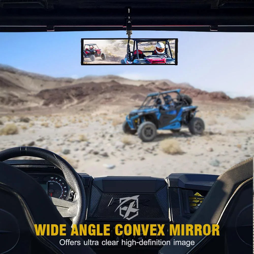 Xprite 9" Aluminum UTV Rear View Mirror w/ Integrated LED Dome Lights fits 1.75" - 2" Rollbars