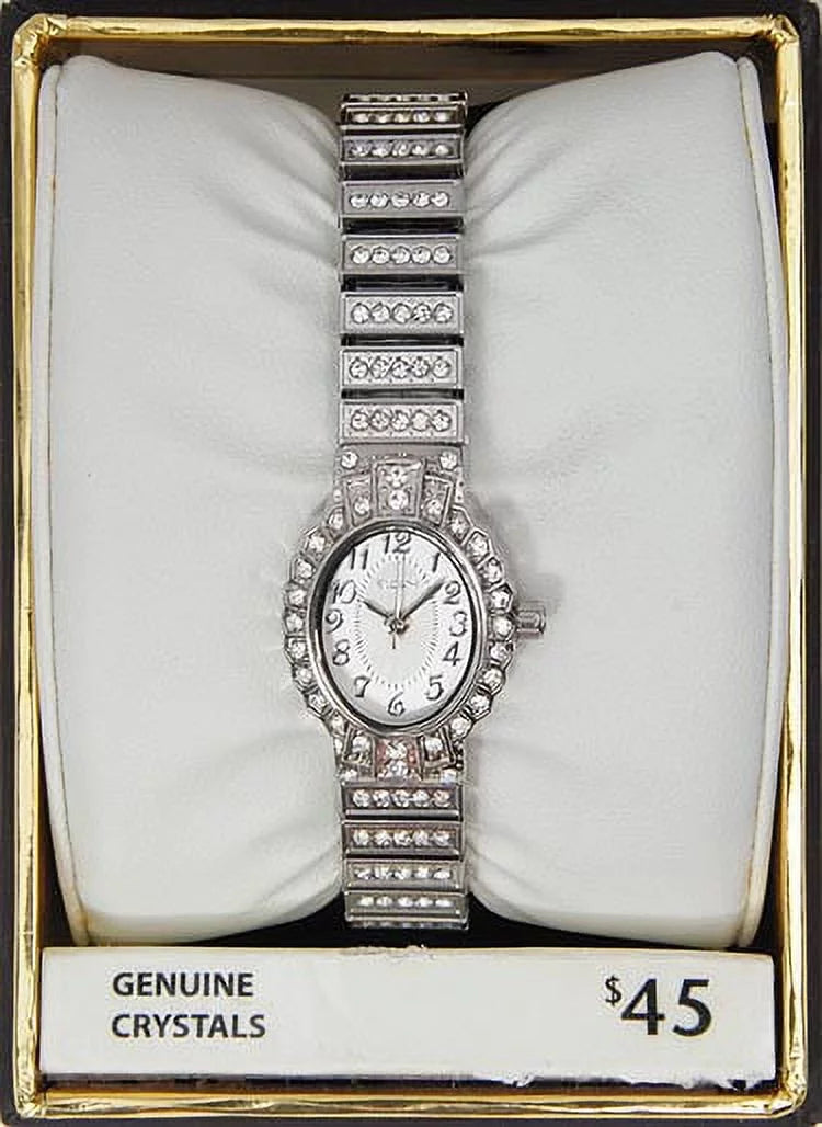 Elgin Adult Female Crystal Accent Silver-Tone Dressy Expansion Watch (EG9058)