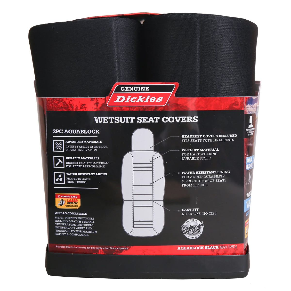 Genuine Dickies 2 Piece Aquablock Universal Car Seat Covers; Gray