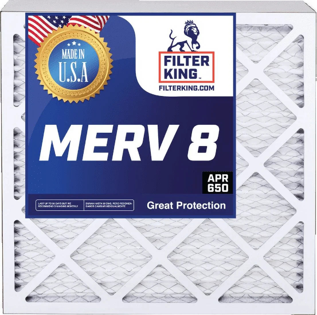 Filter King 19.5x35.5x1a Air Filter | 3-PACK | MERV 8 HVAC Pleated A/C Furnace Filters | MADE IN USA | Actual Size: 19.5 x 35.5 x .75"