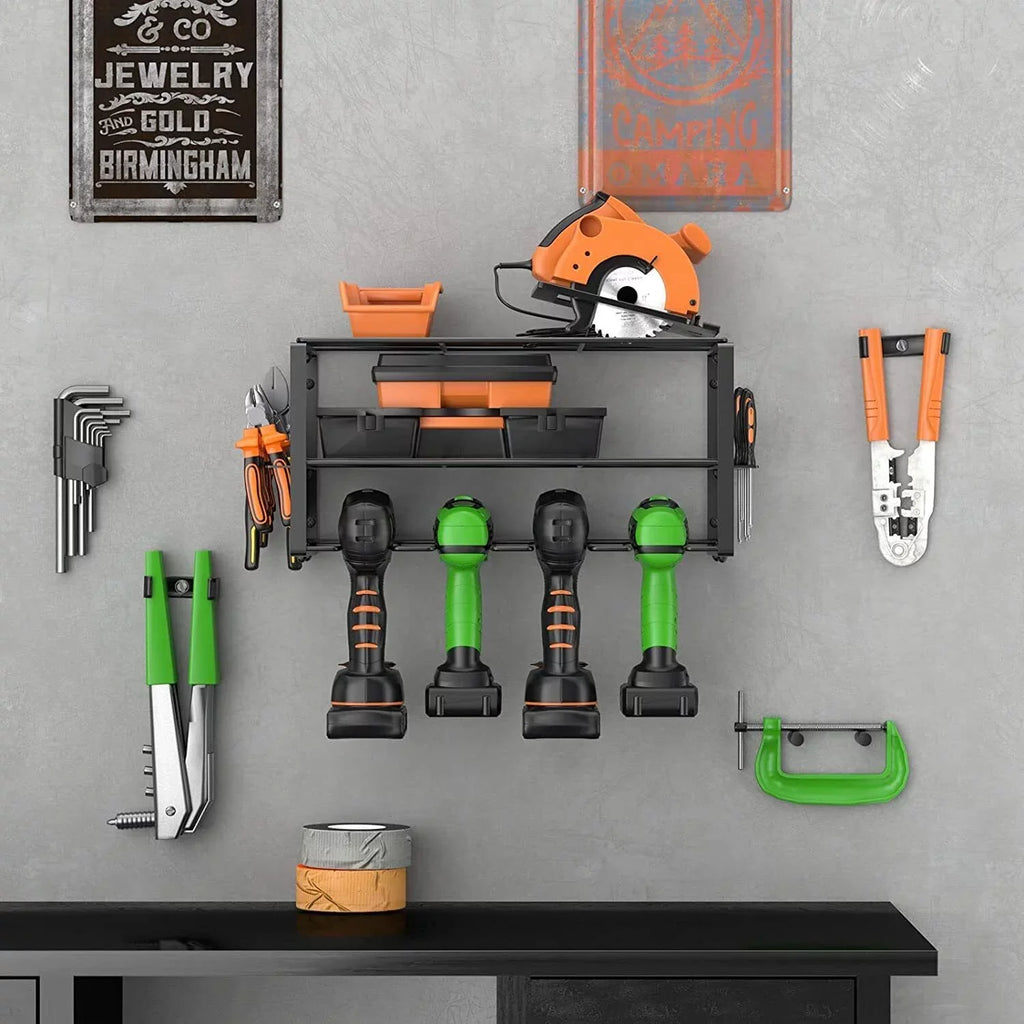 2PCS Power Tool Organizer Wall-Mounted Cordless Drill Holder; Heavy Duty Rack