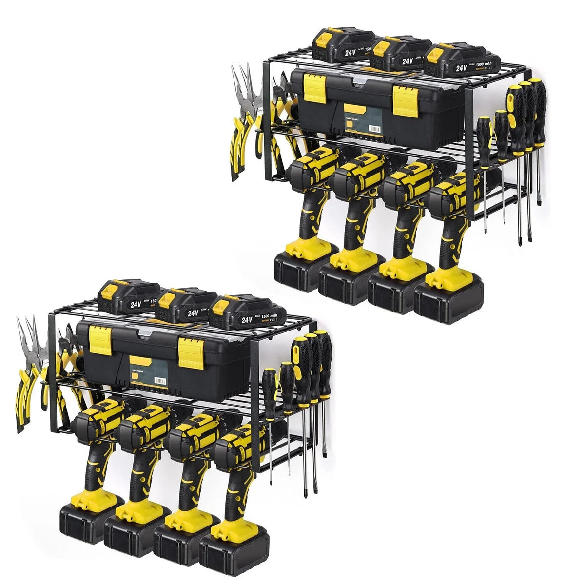 2PCS Power Tool Organizer Wall-Mounted Cordless Drill Holder; Heavy Duty Rack