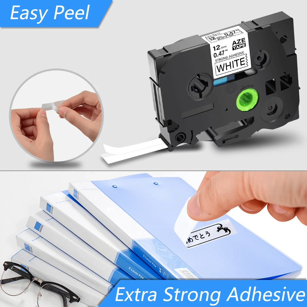GREENCYCLE 40PK Compatible for Brother P-touch Black on White 12mm TZ TZe TZe-S231 TZ-S231 TZe-231 TZ-231 Extra Strength Laminated Label Tape