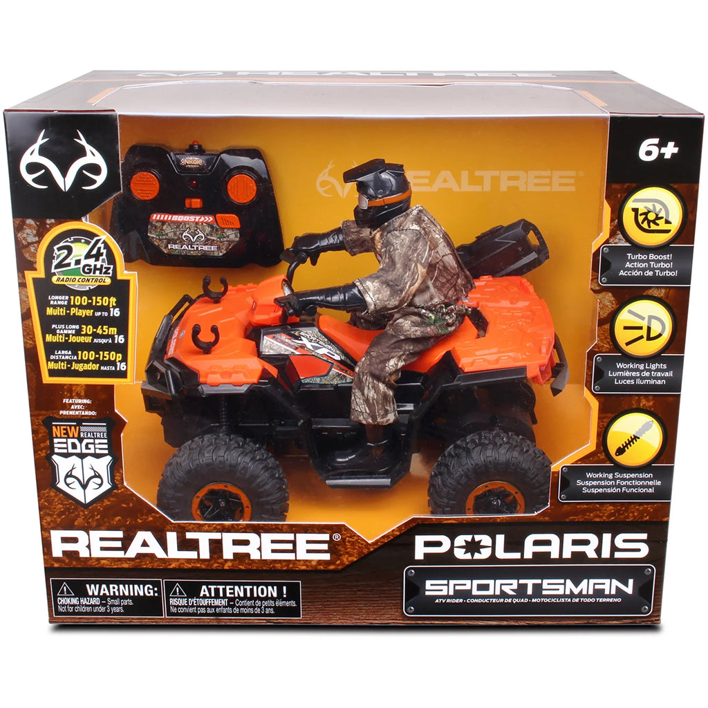 NKOK RealTree 1:8 Scale Radio Control Polaris Sportsman XP - #81433; With Turbo Boost & Rider; 2.4 GHz RC; RealTree Edge Camouflage; Officially Licensed; Ages 6+