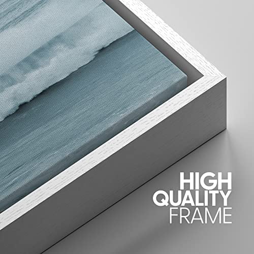 PixonSign Framed Wall Art Set Wide Angle Rushing Ocean Waves and Surfers Nature Wilderness Photography Modern Chic Scenic Modern Art for Living Room; Bedroom; Office - 24"x36"x3 White