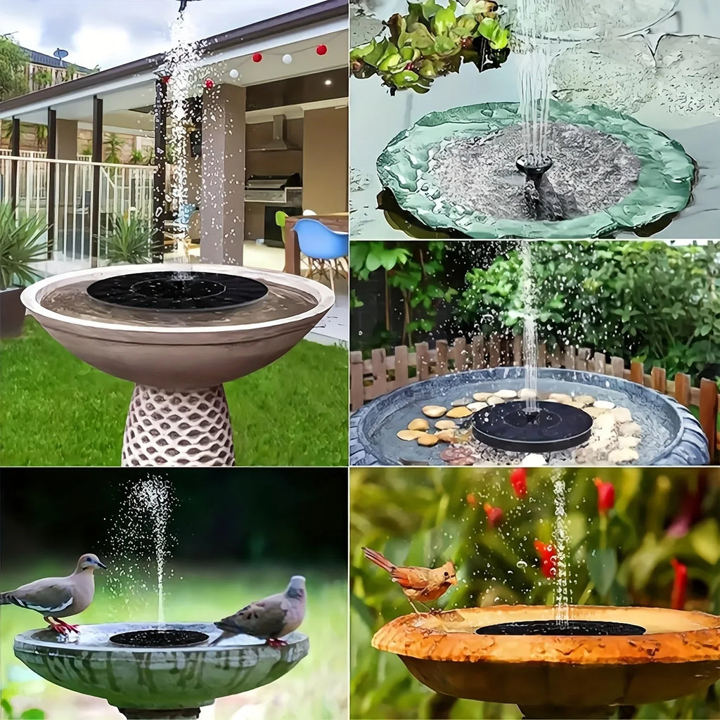 1pc Solar Bird Bath Fountain Pump - Independent Floating; for Gardens; Terraces; Ponds; and Swimming Pools - Fluidscape Outdoor Solar Powered Fountain